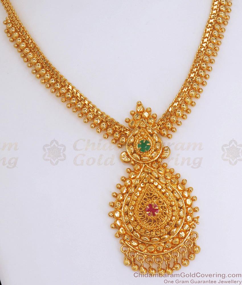 Latest Ruby Green Stone Gold Plated Necklace Offer Price Collections NCKN3004
