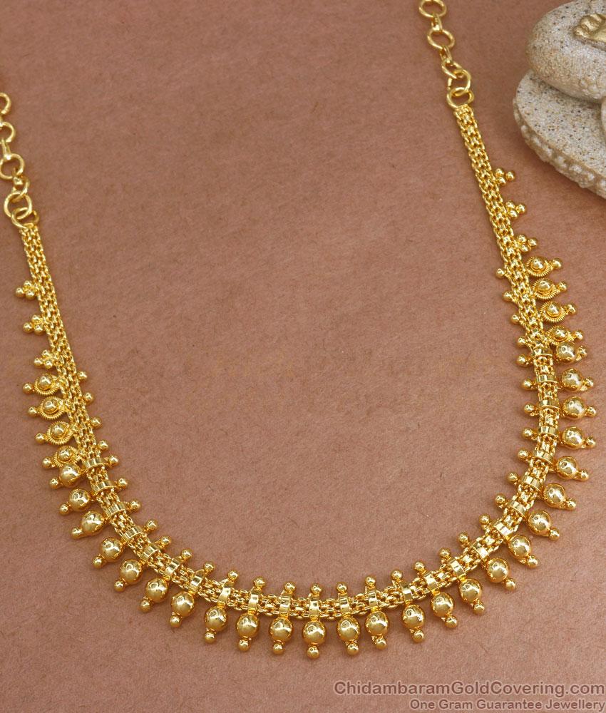 Traditional One Gram Gold Mullai Mottu Necklace Kerala Designs Online NCKN3005