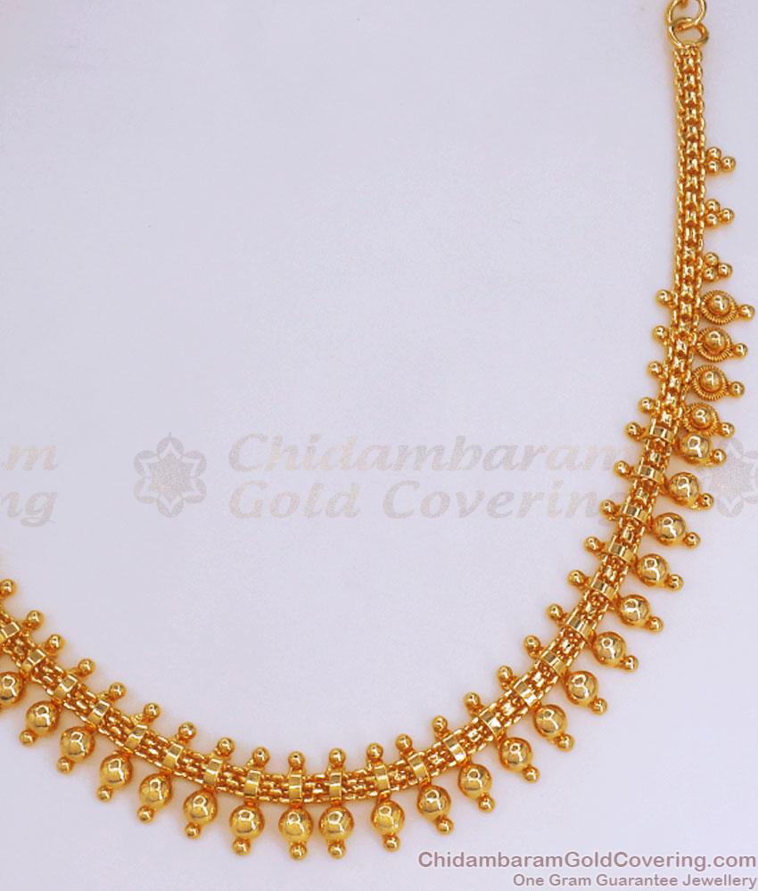 Traditional One Gram Gold Mullai Mottu Necklace Kerala Designs Online NCKN3005