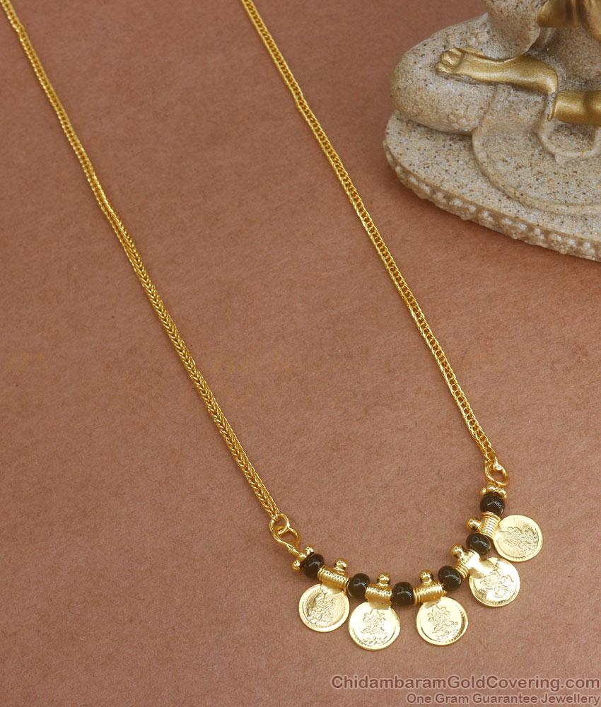 Black Beaded Lakshmi Coin Gold Imitation Necklace Shop Online NCKN3007