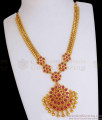 Beautiful Ruby Stone Mango Pattern Gold Plated Necklace Kemp Jewelry NCKN3014