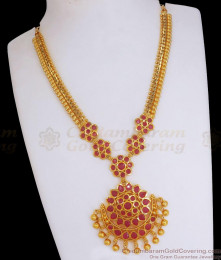 Beautiful Ruby Stone Mango Pattern Gold Plated Necklace Kemp Jewelry NCKN3014 Beautiful Ruby Stone Mango Pattern Gold Plated Necklace Kemp Jewelry NCKN3014