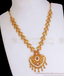 One Gram Gold Necklace Ruby White Stone Bridal Jewelry NCKN3015 One Gram Gold Necklace Ruby White Stone Bridal Jewelry NCKN3015