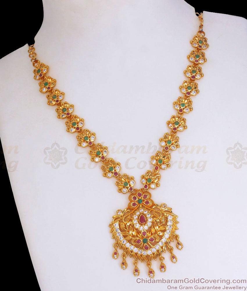 Attractive Multi Stone Gold Plated Necklace Bridal Collections Shop Online NCKN3016