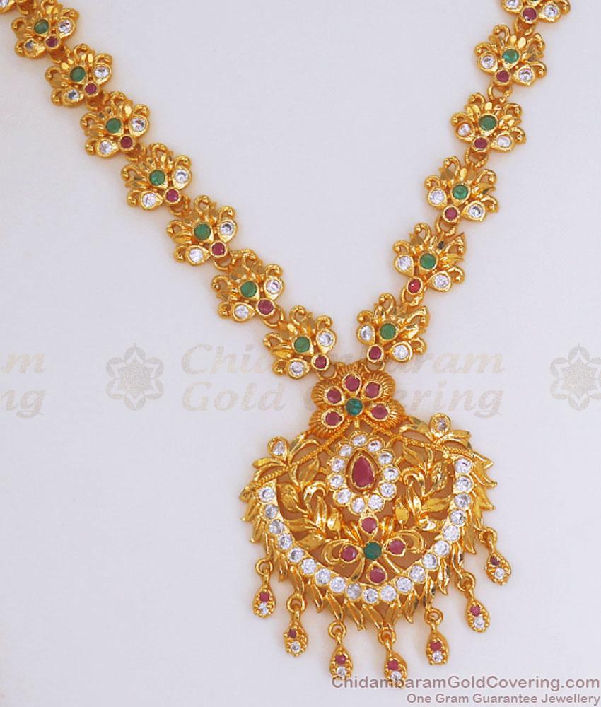 Attractive Multi Stone Gold Plated Necklace Bridal Collections Shop Online NCKN3016