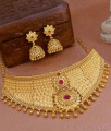 Exquisite Bridal Bliss Two-Gram Gold Choker Necklace Jhumka Earring Combo Set NCKN3020 Exquisite Bridal Bliss Two-Gram Gold Choker Necklace Jhumka Earring Combo Set NCKN3020
