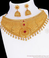 Exquisite Bridal Bliss Two-Gram Gold Choker Necklace Jhumka Earring Combo Set NCKN3020 Exquisite Bridal Bliss Two-Gram Gold Choker Necklace Jhumka Earring Combo Set NCKN3020