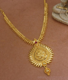Elegant Ruby Stone Gold Plated Necklace Mullaimottu Design Kerala Bridal Jewelry NCKN3029 Elegant Ruby Stone Gold Plated Necklace Mullaimottu Design Kerala Bridal Jewelry NCKN3029