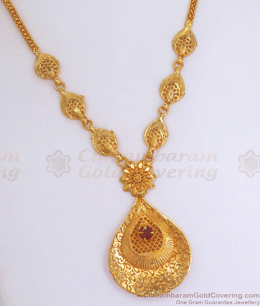 Buy Designer Gold Plated Necklace Ruby Stone Design Shop Online NCKN3030