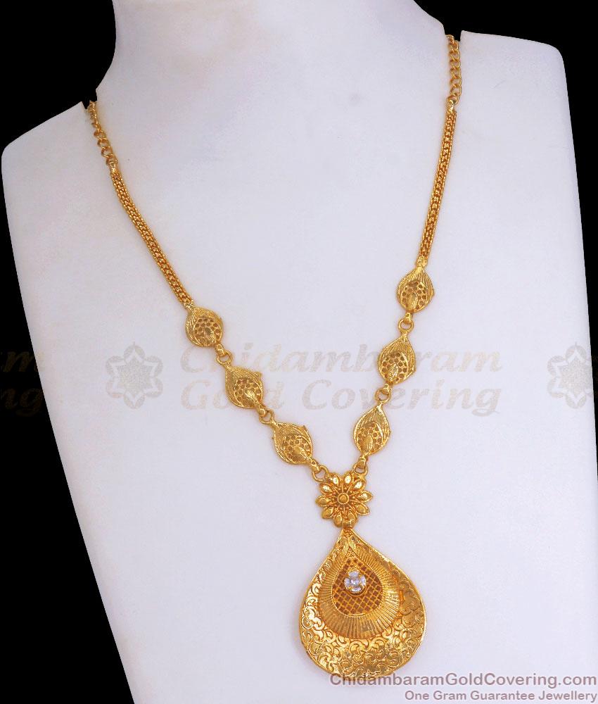Beautiful White Stone Gold Imitation Necklace Arabic Designs NCKN3031