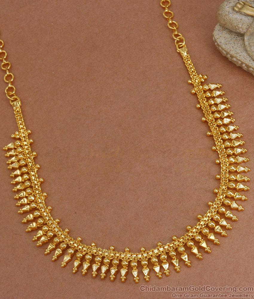 Buy Bridal 1 Gram Gold Necklace Mullai Mottu Designs NCKN3032