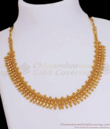 Buy Bridal 1 Gram Gold Necklace Mullai Mottu Designs NCKN3032 Buy Bridal 1 Gram Gold Necklace Mullai Mottu Designs NCKN3032