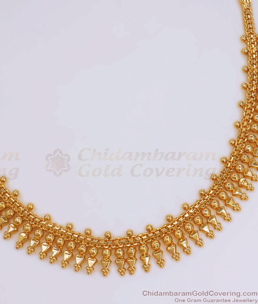 Buy Bridal 1 Gram Gold Necklace Mullai Mottu Designs NCKN3032