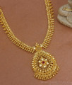 Traditional Gold Plated Necklace Ruby Stone Gold Beads Designs NCKN3033