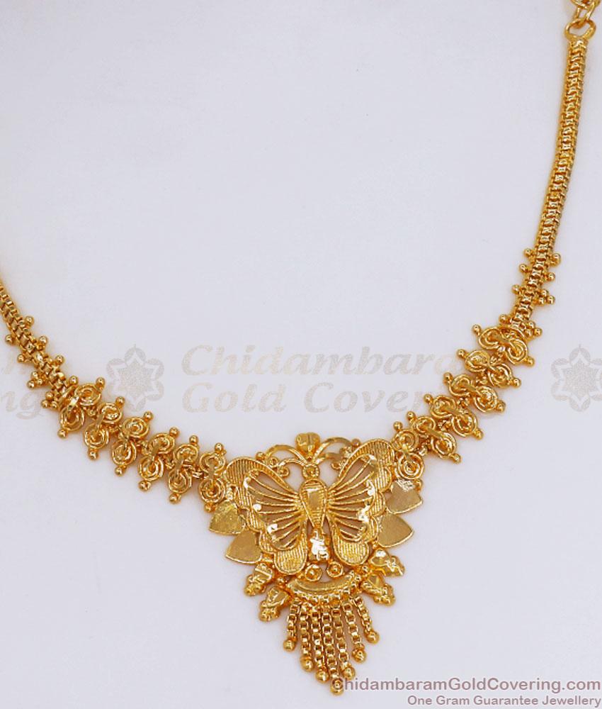 Butterfly Design Gold Imitation Necklace Bridal Collections NCKN3043