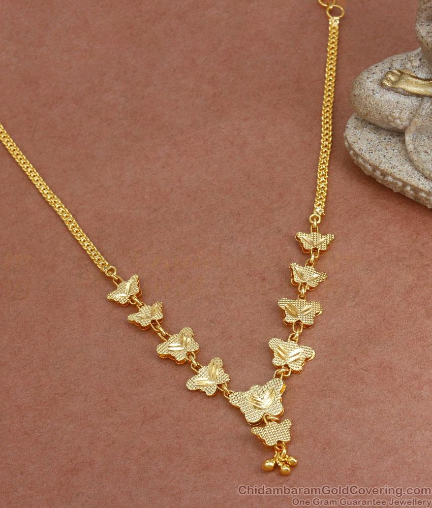 Pure Gold Tone Party Wear Necklace Butterfly Designs NCKN3045