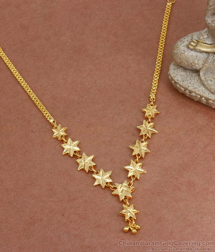 Stylish Gold Plated Necklace Star Design With Beads NCKN3046