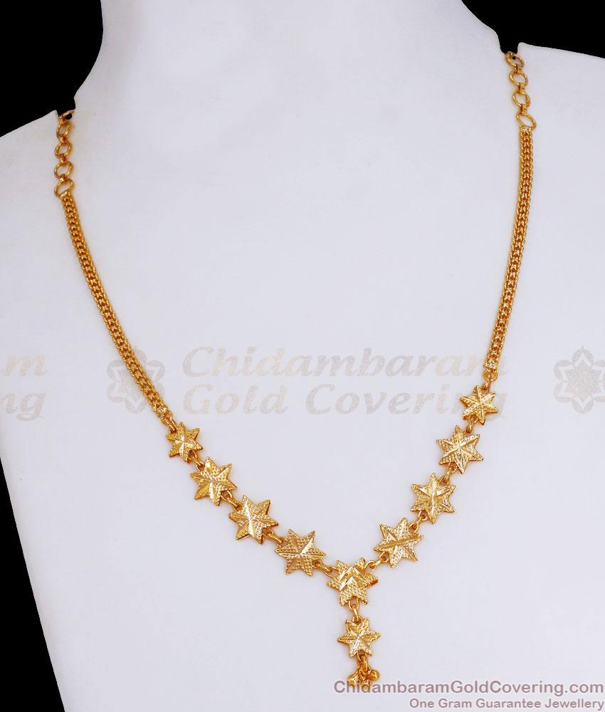 Stylish Gold Plated Necklace Star Design With Beads NCKN3046