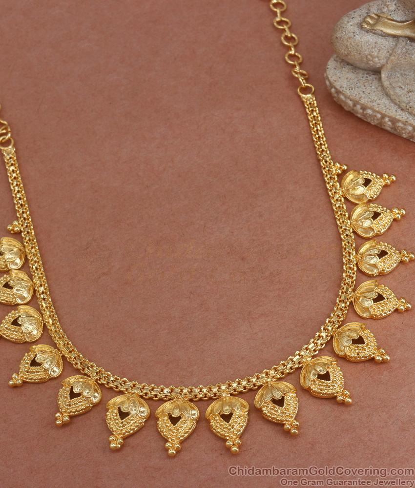Traditional Lotus Design Gold Imitation Necklace Shop Online NCKN3047