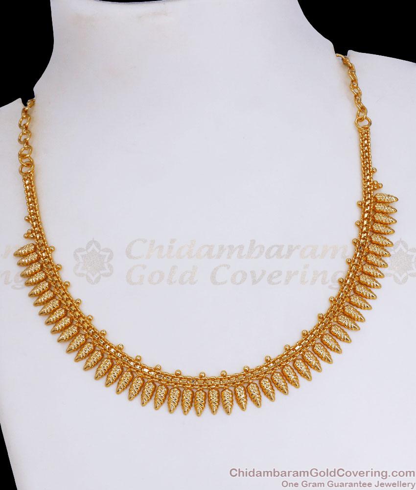 One Gram Gold Necklace Mullaipoo Designs Kerala Pattern NCKN3050