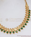 Traditional Lakshmi Coin Gold Plated Necklace Emerald Stone Designs NCKN3053