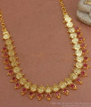 Ruby Stone Gold Lakshmi Coin Necklace Kerala Bridal Collections NCKN3054