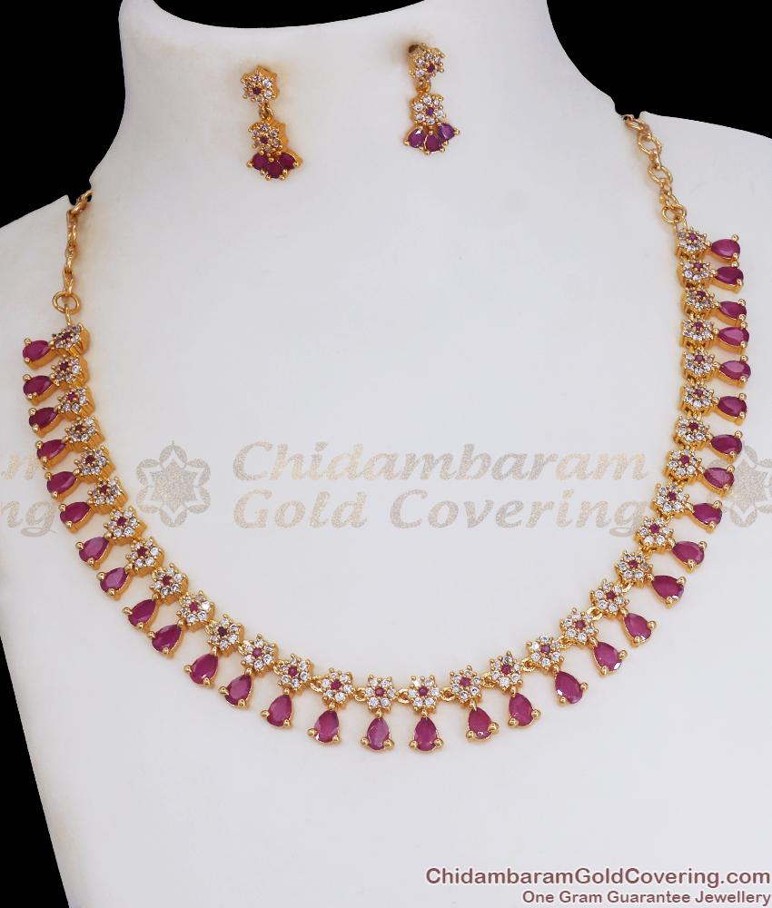 Cz Stone Gold Necklace Earring Combo Designer Jewelry Collections NCKN3056