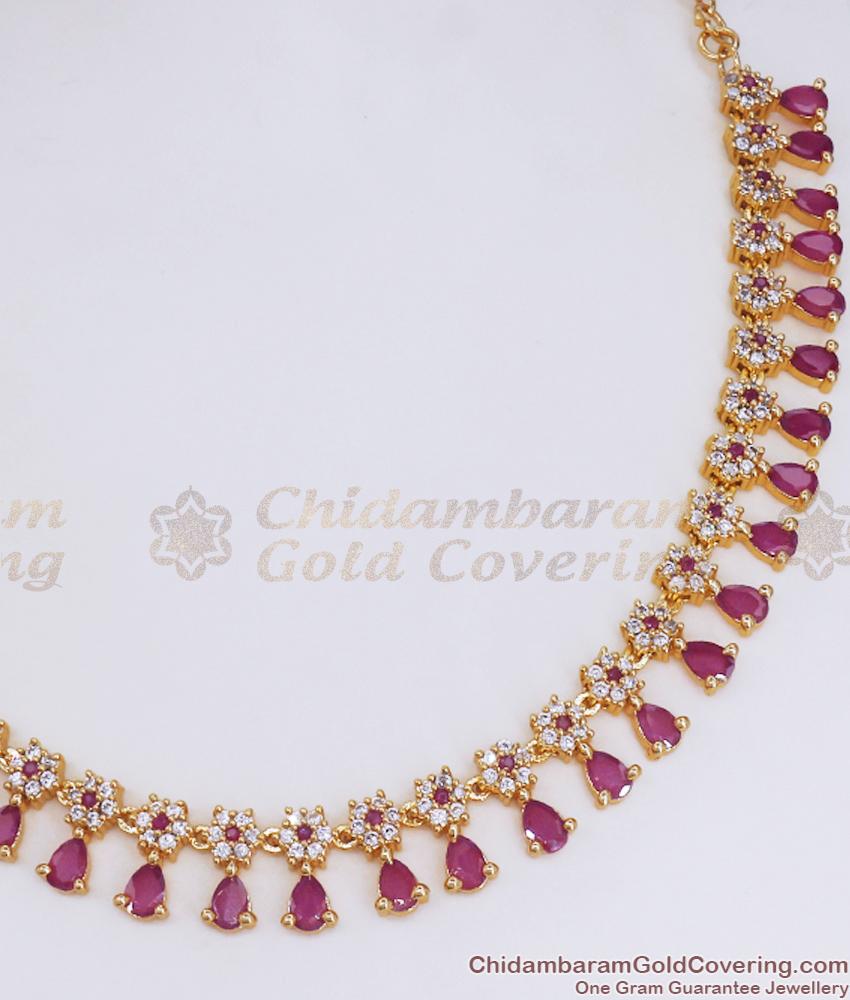 Cz Stone Gold Necklace Earring Combo Designer Jewelry Collections NCKN3056