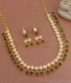 Attractive Emerald White Stone Gold Imitation Necklace Earrings Combo Set NCKN3057