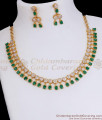 Attractive Emerald White Stone Gold Imitation Necklace Earrings Combo Set NCKN3057