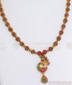 One Gram Gold Necklace Set Full Ruby Green Stone Peacock Design NCKN3063