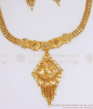 Bridal Forming Gold Tone Necklace Earrings Combo Set NCKN3064