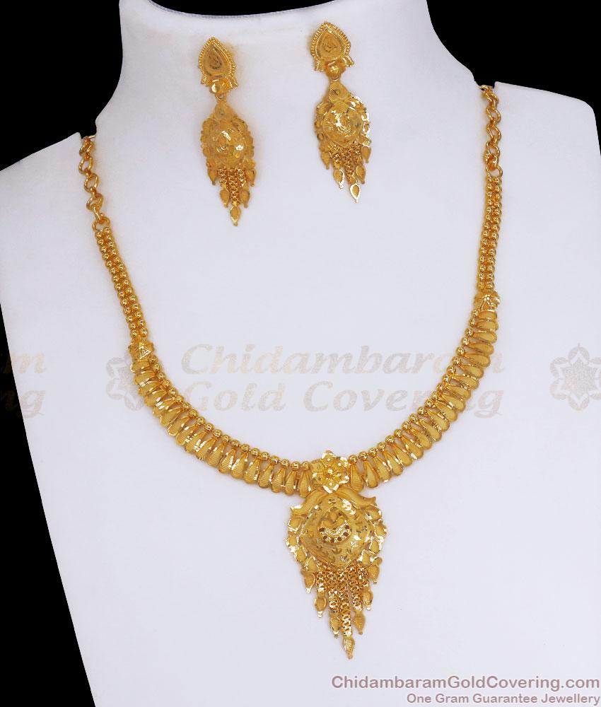 High Quality Forming Gold Necklace Earring Bridal Combo Set NCKN3067