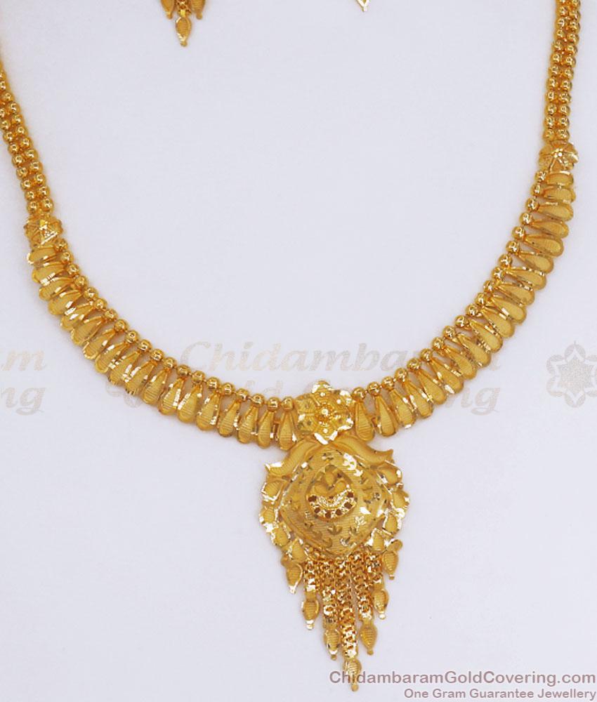 High Quality Forming Gold Necklace Earring Bridal Combo Set NCKN3067