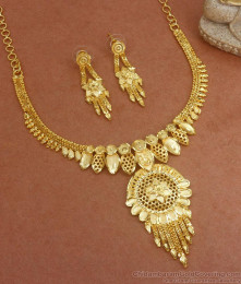 Real Gold Tone Necklace Earring Combo Bridal Forming Designs NCKN3068 Real Gold Tone Necklace Earring Combo Bridal Forming Designs NCKN3068