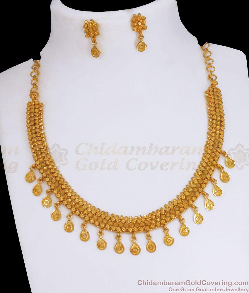 Arabian Design Bridal Forming Gold Necklace Earring Combo Shop Online NCKN3070