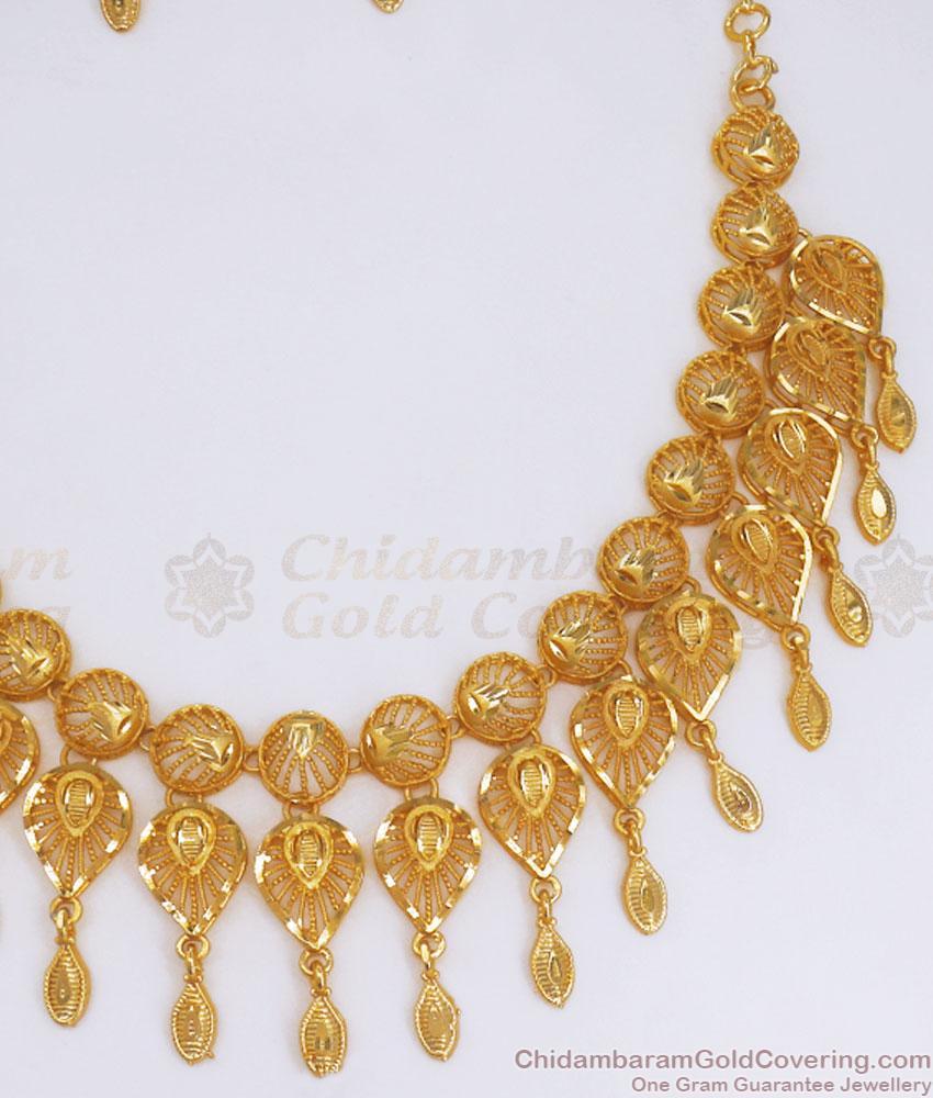 Grand Arabic Design 2 Gram Gold Necklace Earring Combo Set NCKN3071