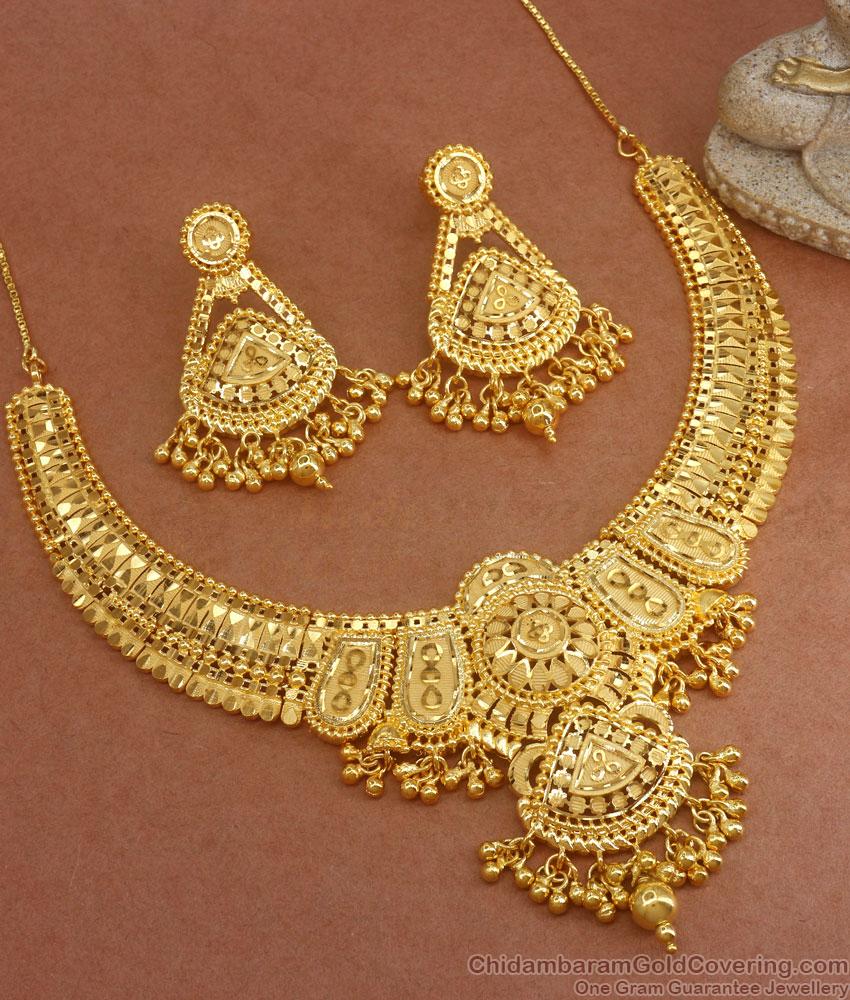 Premium 2 Gram Gold Necklace Earring Forming Bridal Collections Shop Online NCKN3073