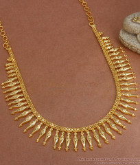 Traditional Plain Gold Mullaipoo Necklace Kerala Jewelry Collections Online NCKN3078 Traditional Plain Gold Mullaipoo Necklace Kerala Jewelry Collections Online NCKN3078