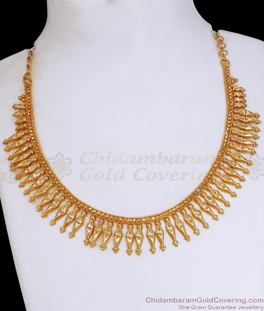 Traditional Plain Gold Mullaipoo Necklace Kerala Jewelry Collections Online NCKN3078