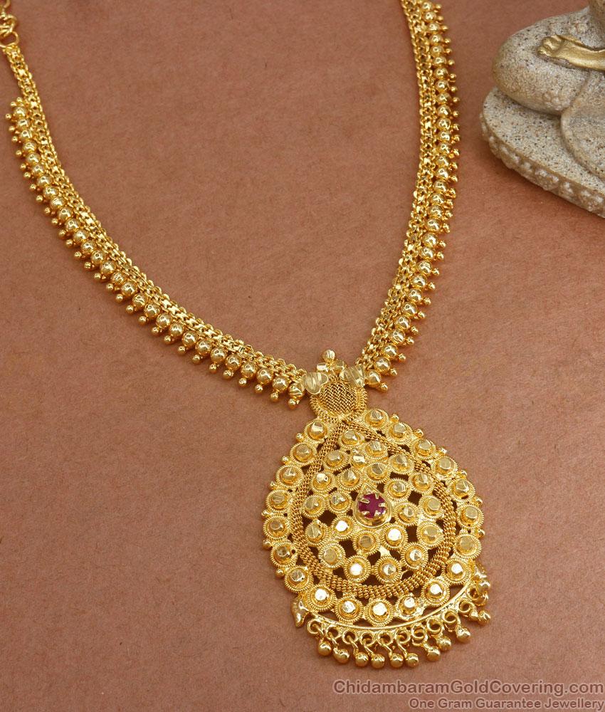 Single Ruby Stone Gold Imitation Necklace Collections Shop Online NCKN3082