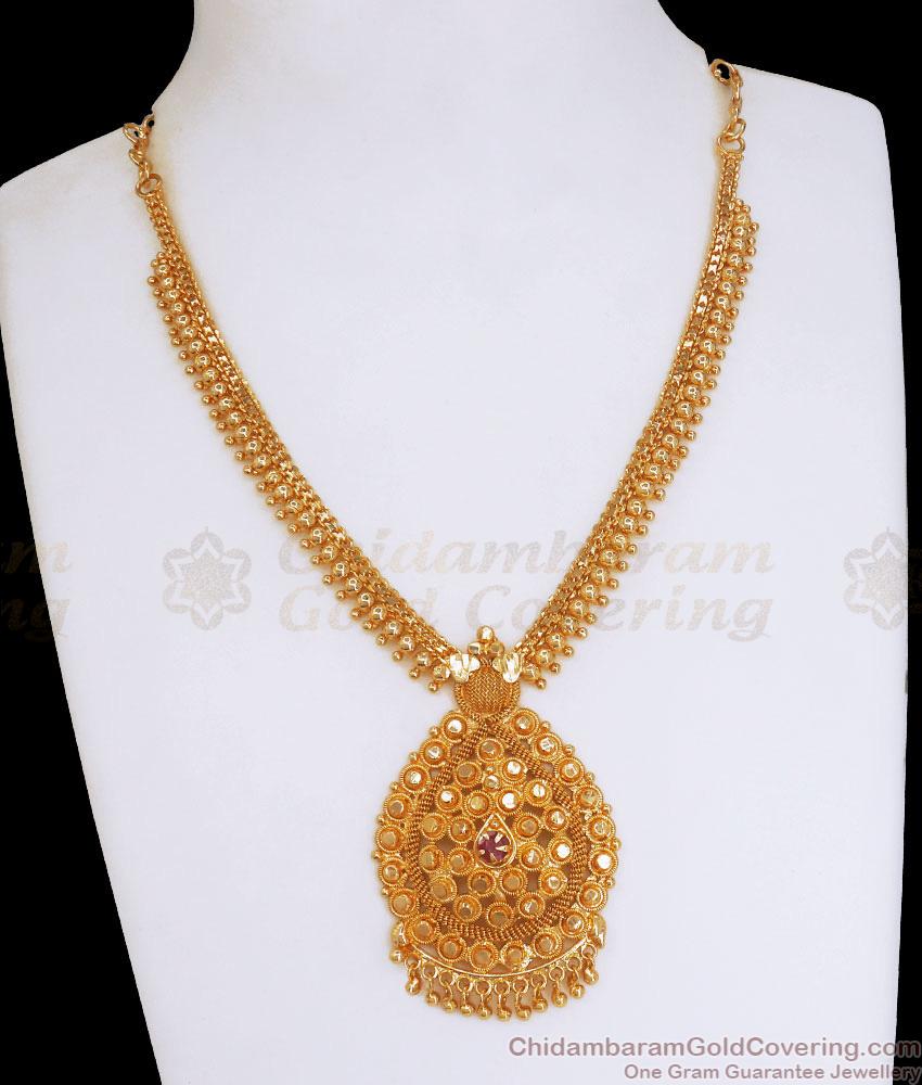 Single Ruby Stone Gold Imitation Necklace Collections Shop Online NCKN3082