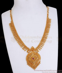One Gram Gold Necklace Mullaipoo Kerala Bridal Ruby Stone Collections NCKN3085 One Gram Gold Necklace Mullaipoo Kerala Bridal Ruby Stone Collections NCKN3085