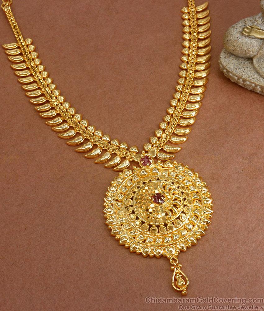 Attractive Gold Plated Neklace Bridal Leaf Designs Shop Online NCKN3087