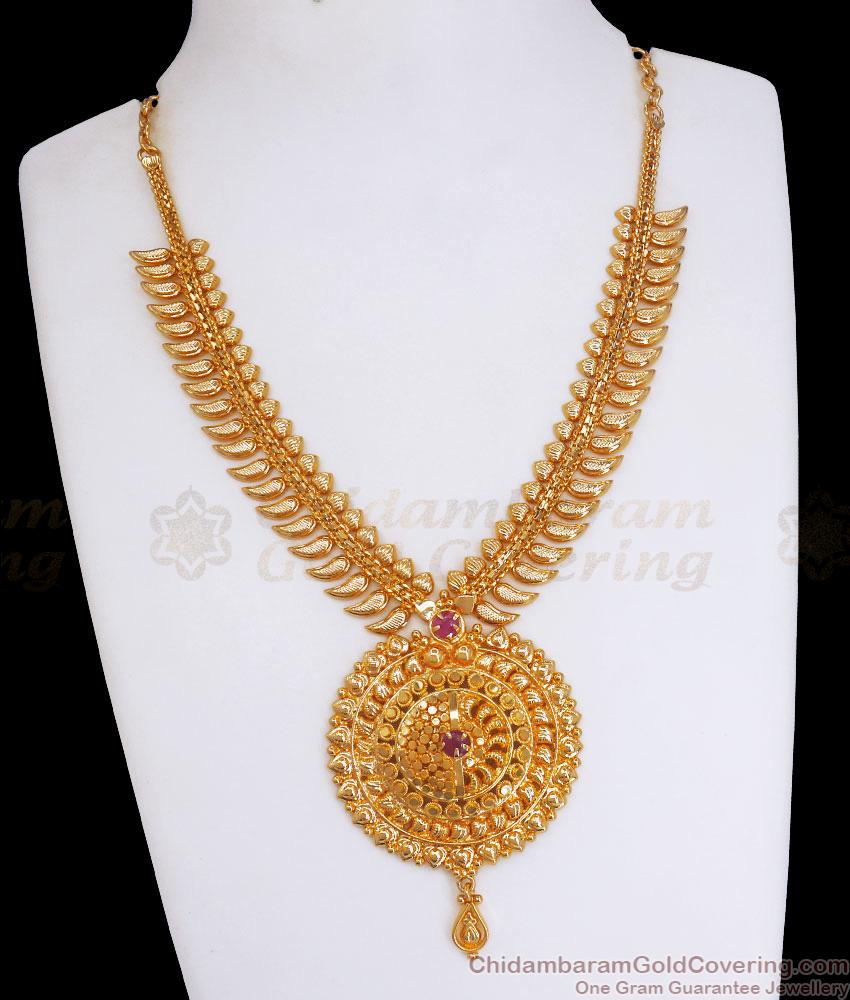 Attractive Gold Plated Neklace Bridal Leaf Designs Shop Online NCKN3087