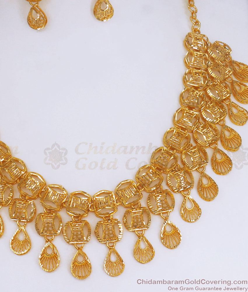 Original 2 Gram Gold Necklace Earring Dubai Bridal Combo Set NCKN3089