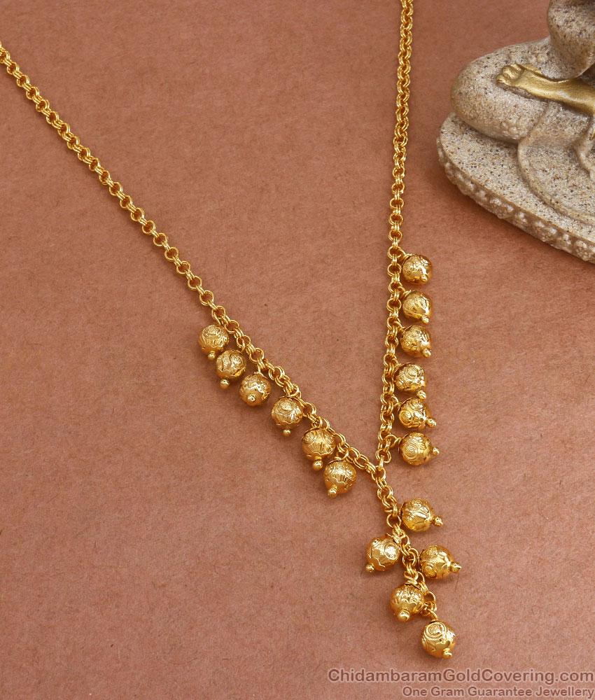 Simple Golden Beads 1 Gram Gold Necklace Designs NCKN3090