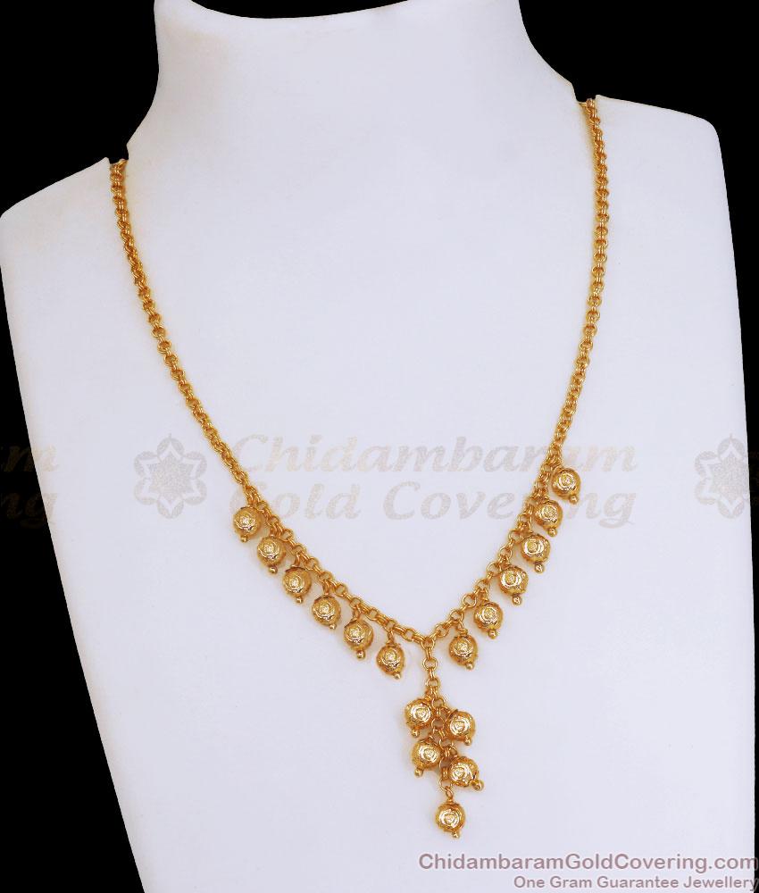 Simple Golden Beads 1 Gram Gold Necklace Designs NCKN3090