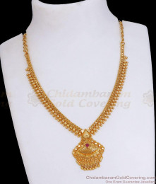 Single Ruby Stone 1 Gram Gold Light Weight Necklace Collections NCKN3096 Single Ruby Stone 1 Gram Gold Light Weight Necklace Collections NCKN3096
