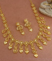 Heart Shaped Real Gold Tone Necklace Earring Italian Bridal Combo Set NCKN3099